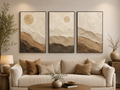 Layered Earth Horizon Canvas Wall Art Print – 3-Piece Natural Texture Set