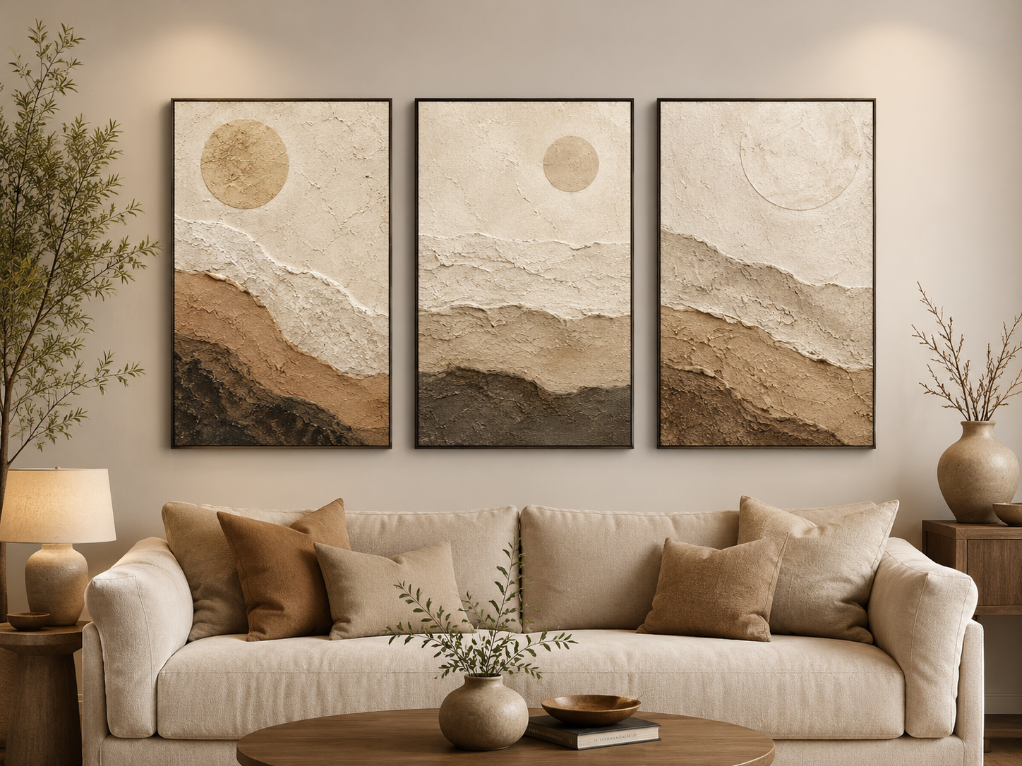Layered Earth Horizon Canvas Wall Art Print – 3-Piece Natural Texture Set