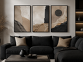 Modern Stone Contrast Canvas Wall Art Print – 3-Piece Natural Texture Set