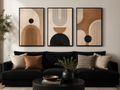 Warm Geometric Balance Canvas Wall Art Print – 3-Piece Abstract Boho Set