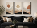 Sunlit Desert Waves Canvas Wall Art Print – 3-Piece Neutral Landscape Set