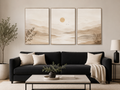 Serene Mountain Lake Canvas Wall Art Print – 3-Piece Neutral Landscape Set
