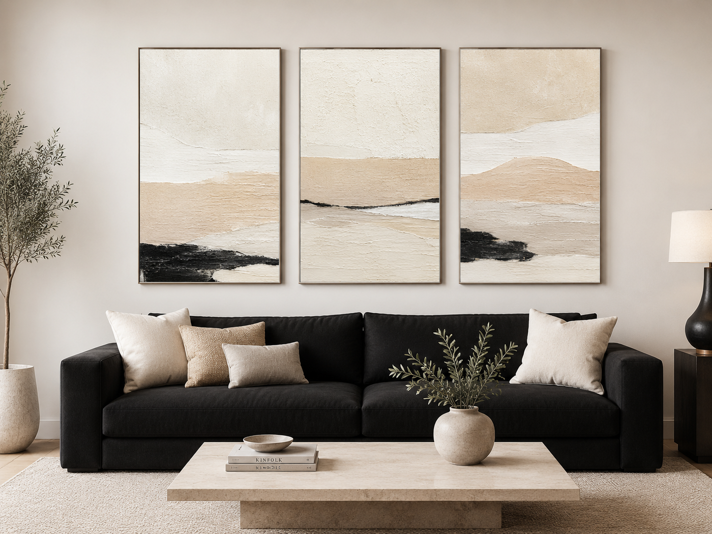 Quiet Coastal Texture Canvas Wall Art Print – 3-Piece Minimalist Abstract Set