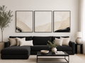 Peaceful Mountain Reflection Canvas Wall Art Print – 3-Piece Neutral Landscape Set