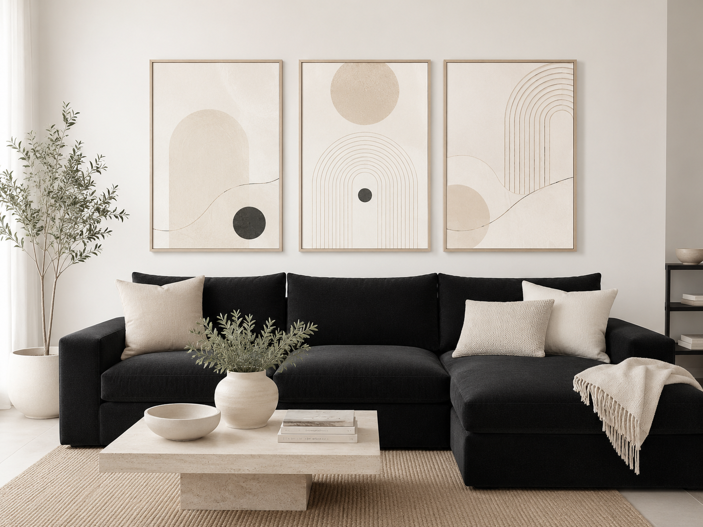 Soft Arch Balance Canvas Wall Art Print – 3-Piece Minimalist Abstract Set
